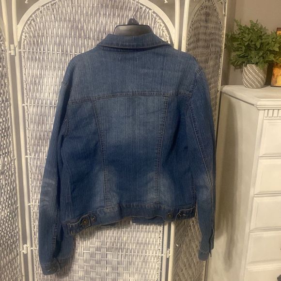 British Khaki Blue Jean Button Up Jacket Size Large - Picture 3 of 5